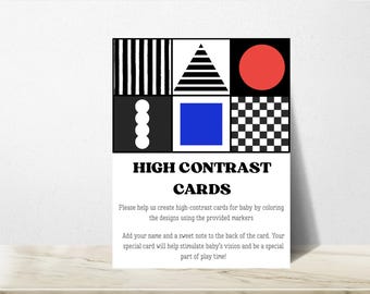 High Contrast Baby Card Station | Printable High Contrast Cards | Baby Shower Coloring | Digital Download 100 Cards