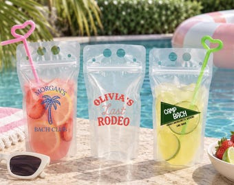 Custom Drink Pouch | Party Favors, Bachelorette, Birthday, Girls Trip | Alcohol Drink Pouch, Drink Bag Customizable