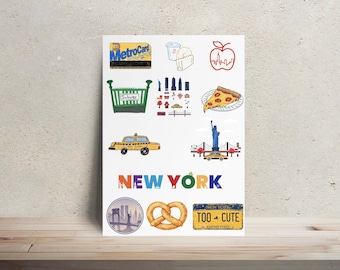 Onesie Decorating Kit New York City NYC Theme | Iron On Transfers | DIY Baby Shower Activity, Baby Shower Game, Onesie and Bib Making
