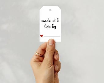 Made With Love By Gift Tags for Onesie and Bib Decorating Station | Onesie and Bib  Add On | Personalized Keepsake Tags