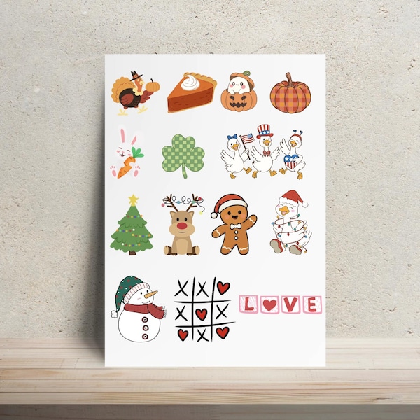 Onesie Decorating Kit Holiday Seasonal Theme | Iron On Transfers | Baby Shower Activity, Game, Personalized Onesie, Custom Baby Onesie
