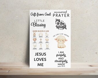 Onesie Decorating Christian, Religious Phrases Theme, Iron On Transfers, Baby Shower Activity, Game, Personalized Onesie, Custom Baby Onesie