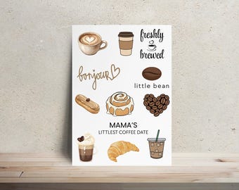 Onesie Decorating Kit Coffee Theme, Cafe Bebe, Baby Brewing | Iron On Transfers | DIY Baby Shower, Baby Shower Game, Onesie and Bib Making