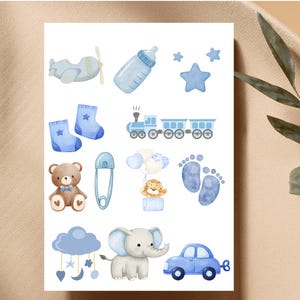 Onesie Making Station Kit Shades of Blue - Boy Theme - Full Color: DIY Baby Shower Activity, Baby Shower Games, Onesie Ba, Onesie Decorating