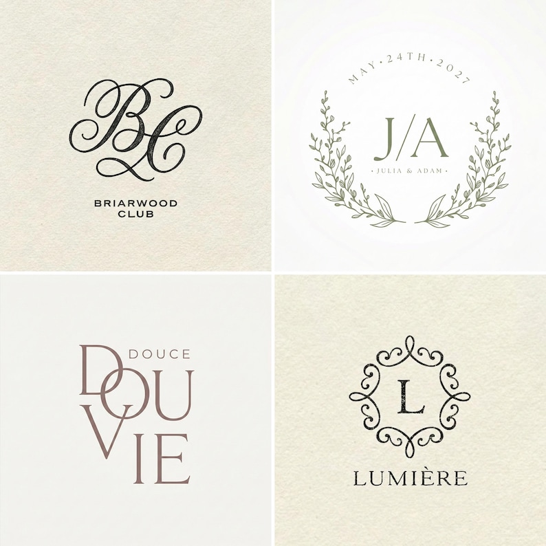 Custom Monogram Logo Design | Luxury Monogram Logo | Minimalist Wedding ...