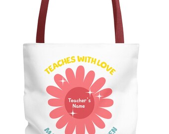 Free custom Teaches With Love Makes Magic Happen Tote Bag