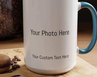 Custom Photo Collage Mug Accent Coffee Mug | Personalized Photo Mug, Text Placement