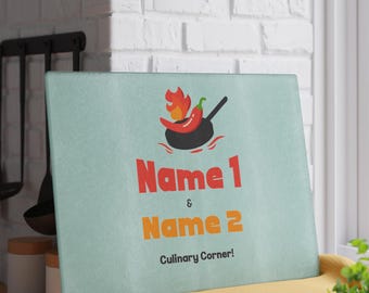 Free Custom Cutting Board l Flaming Wok Spicy Glass Cutting Board | Personalized Kitchen Countertop