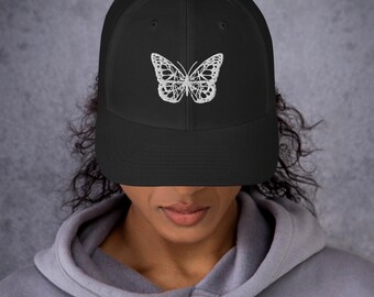 Butterfly Embroidered Kcuf Trump Trucker Cap – Political Humor Mesh Hat