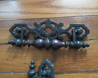 Vintage Gothic Brass Drawer Pulls: Furniture Handles Vintage Medieval furniture accessory