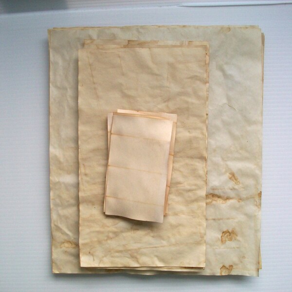 20 piece stack of coffee dyed papers for crafts . hand dyed papers . coffee stained papers . papers for art journals . collage papers