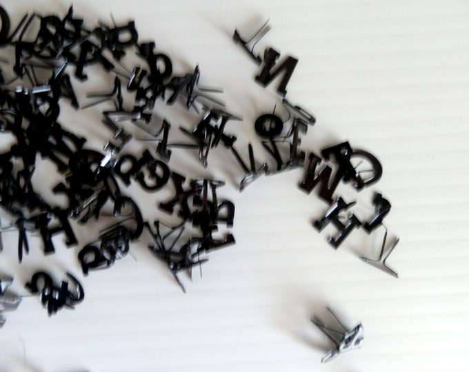Thin Metal Letter Brads for Crafts . Black Letters for Art Projects