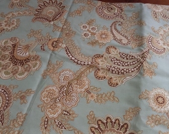 Tessuto broccato vintage Liz Claiborne: jacquard rinascimentale color verde acqua, materiale per cucito