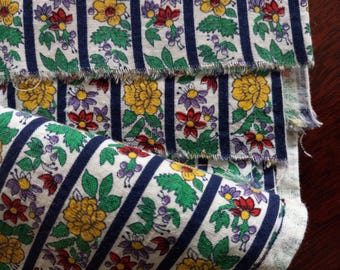 Vintage Floral Fabric panel: vintage scrap fabrics for slow stitching or quilt collages