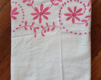 Runner da tavola vintage ricamato: cotone floreale cucito a mano, 203 x 89 cm