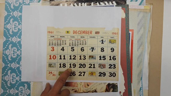 December Daily Vintage Calendar Page 1961 December Calendar Etsy calendario vintage