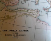 antique map of  the Roman Empire . antique maps . map ephemera . vintage paper . paper ephemera . Death of Augustus