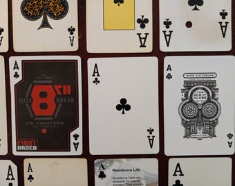 Vintage Ace Spielkarten | 21 Kreuz Ass | sofortige Sammlung von Assen Spielkarte Schriftart Collage liefert ATC liefert DIY Visitenkarten