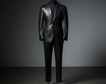 Men's Victorian Leather Suit, Vampire Black Leather Pant Coat Set, Gothic Leather Suit, Black Leather Wedding Suit, Gothic Leather Suit
