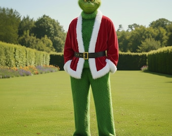 Grinch Christmas Costume, Green Monster Mascot Set, Full Grinch Costume, Christmas Costume, Adult Grinch Cosplay Outfit