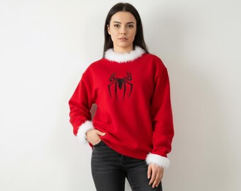 Spiderman Christmas Sweatshirt, Spiderman Ugly Christmas Sweatshirt, Red Merry Christmas T-shirt, Holiday Festive Shirt
