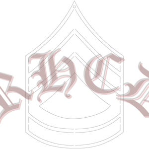 Peut inclure: Graphique gris et blanc d'un insigne de grade militaire, en forme de losange avec trois rayures et les lettres "HCD" dans une police stylisée. Le design a un effet 3D superposé.