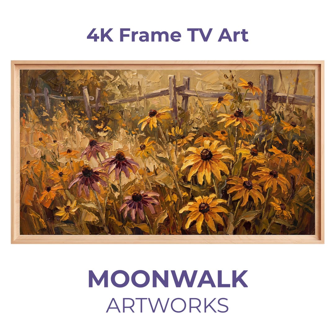 Susan R Frame Botanical Frame TV Art, Black Eyed Susan, Farmhouse Flower Decor ...