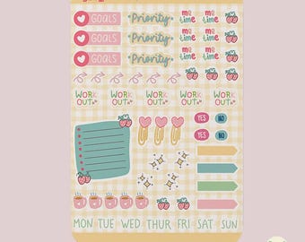 Pastel Sticker Blatt | Kawaii Journal, Scrapbook Aufkleber
