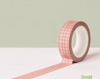Pink Grid Washi Tape | Decorative Planner Tape for Journaling, Scrapbooking, Crafts & Stationery