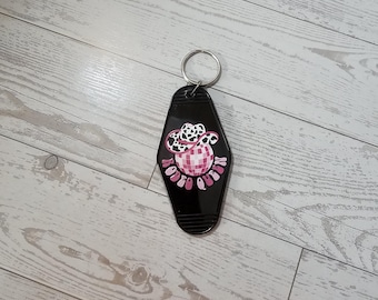 Cowgirl discobal "Rodeo Queen" | Motelsleutelhanger | Zwarte sleutelhanger