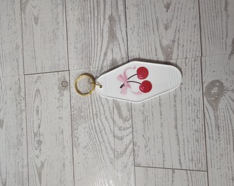 Roze strik kers | Motelsleutelhanger | Witte sleutelhanger