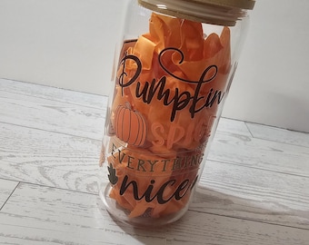 Kruidenpotje pompoen | Glazen herfstbeker | UV-DTF
