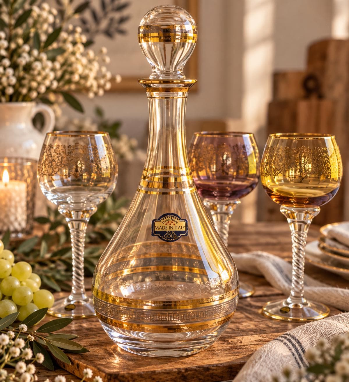 Gold trimmed wine glasses