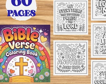 Bible Verse Coloring Book for Girls,60 Page Faith Coloring Book, Christian Scripture Designs, (Digital Download) Unique Scripture Art Sheets