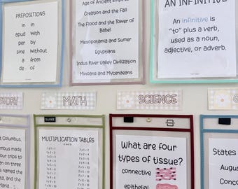 Esercizi di memorizzazione di Classical Conversations (stampabili), download digitale per la bacheca dei tutor, risorsa CC per le mamme che studiano a casa, intestazioni delle materie del ciclo 3 di CC