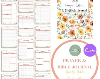 Beautiful 35 Pages Prayer Journal & Bible Study, Gratitude Journal, Personal Reflections, Printable Prayer Journal, Christian Prayer Journal