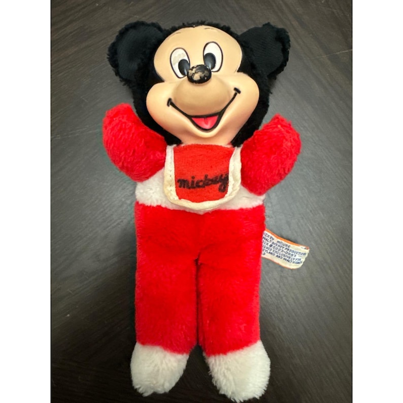 Vintage Mickey Mouse Rubber Face Plush Walt Disney Productions Disneyland 10" image 1