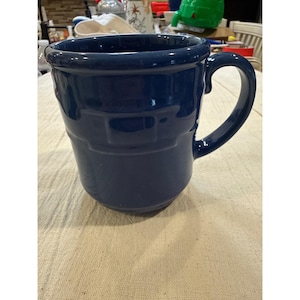 Longaberger Pottery Woven Traditions Blue Coffee Mug Made in USA Stoneware Cup