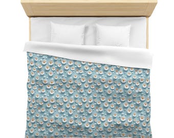 Daisy Pattern Microfiber Duvet Cover | Blue Floral Bedding