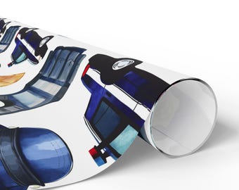 Police-Themed Gift Wrapping Paper: Fun Birthday, Holiday, Celebration