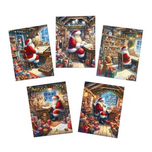 Christmas Greeting Card Set, Festive Holiday Cards, Santa Cards, Seasonal Greeting Cards, Xmas Cards, Gift Cards