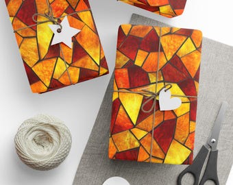 Stained Glass Wrapping Paper, Vibrant Geometric Gift Wrap
