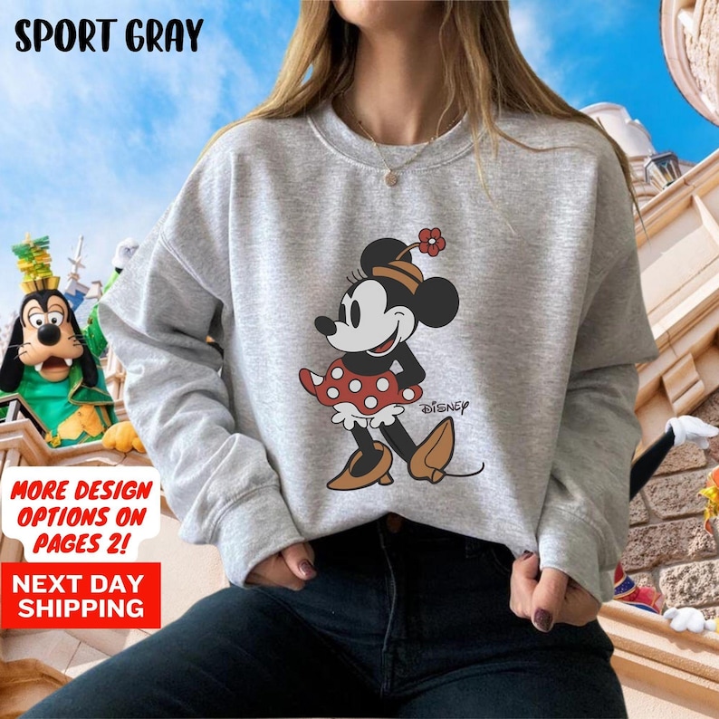 Sweat pose Minnie Mouse classique Disney, sweat Minnie, sweat vacances vacances Disneyland, sweat rétro Disney image 7