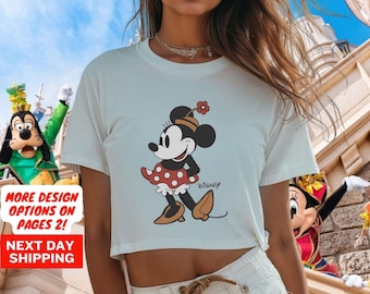 Haut court pose Minnie Mouse classique Disney, haut court Minnie, haut court vacances vacances Disneyland, haut court rétro Disney