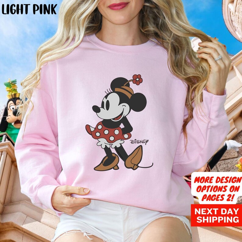 Sweat pose Minnie Mouse classique Disney, sweat Minnie, sweat vacances vacances Disneyland, sweat rétro Disney image 4