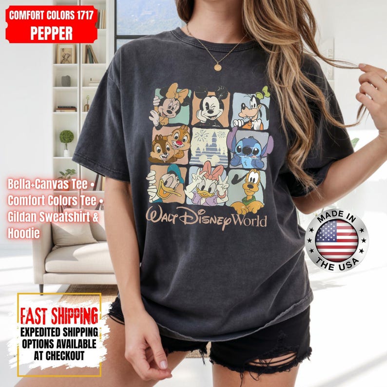 Comfort Colors Walt Disneyworld Retro Shirt, Vintage Disneyworld Tee, Mickey and Friends Vacation T-Shirt, Disney 2026 Trip Outfit image 12