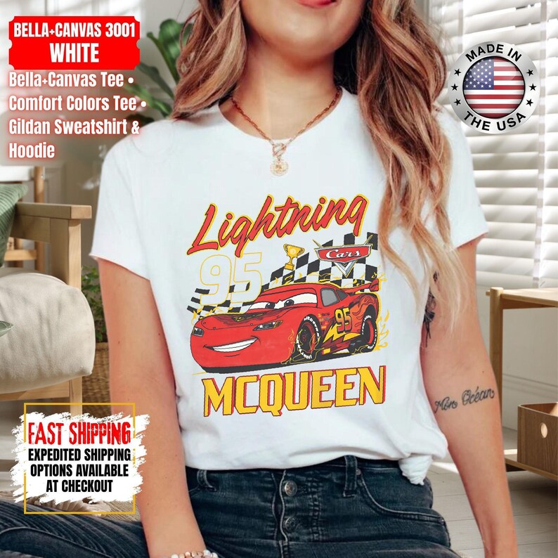 Vintage Lightning McQueen Comfort Colors Shirt, Disney Pixar Cars Shirt, Retro McQueen Graphic Tee, Disney Family Vacation Trip Shirt 2026 image 2