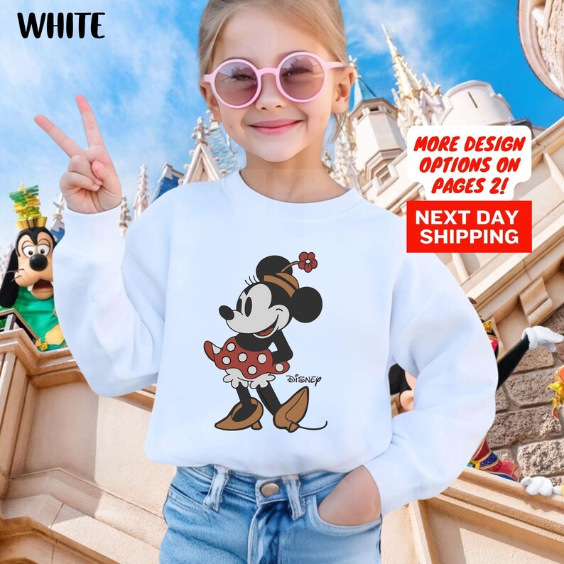 Sweat pose Minnie Mouse classique Disney, sweat Minnie, sweat vacances vacances Disneyland, sweat rétro Disney image 3