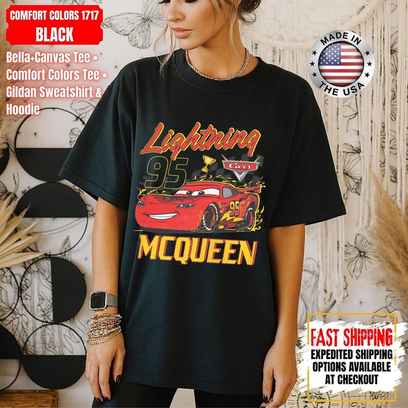 Vintage Lightning McQueen Comfort Colors Shirt, Disney Pixar Cars Shirt, Retro McQueen Graphic Tee, Disney Family Vacation Trip Shirt 2026 image 13