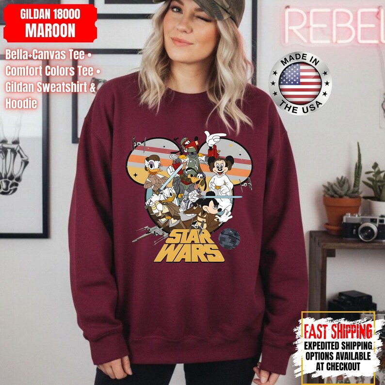 Disney Star Wars Shirt, Mandalorian Sweatshirt, Darth Vader Comfort Colors Shirt, Chewbacca Shirt, Star Jedi Shirt, Luke Skywalker Tee image 16